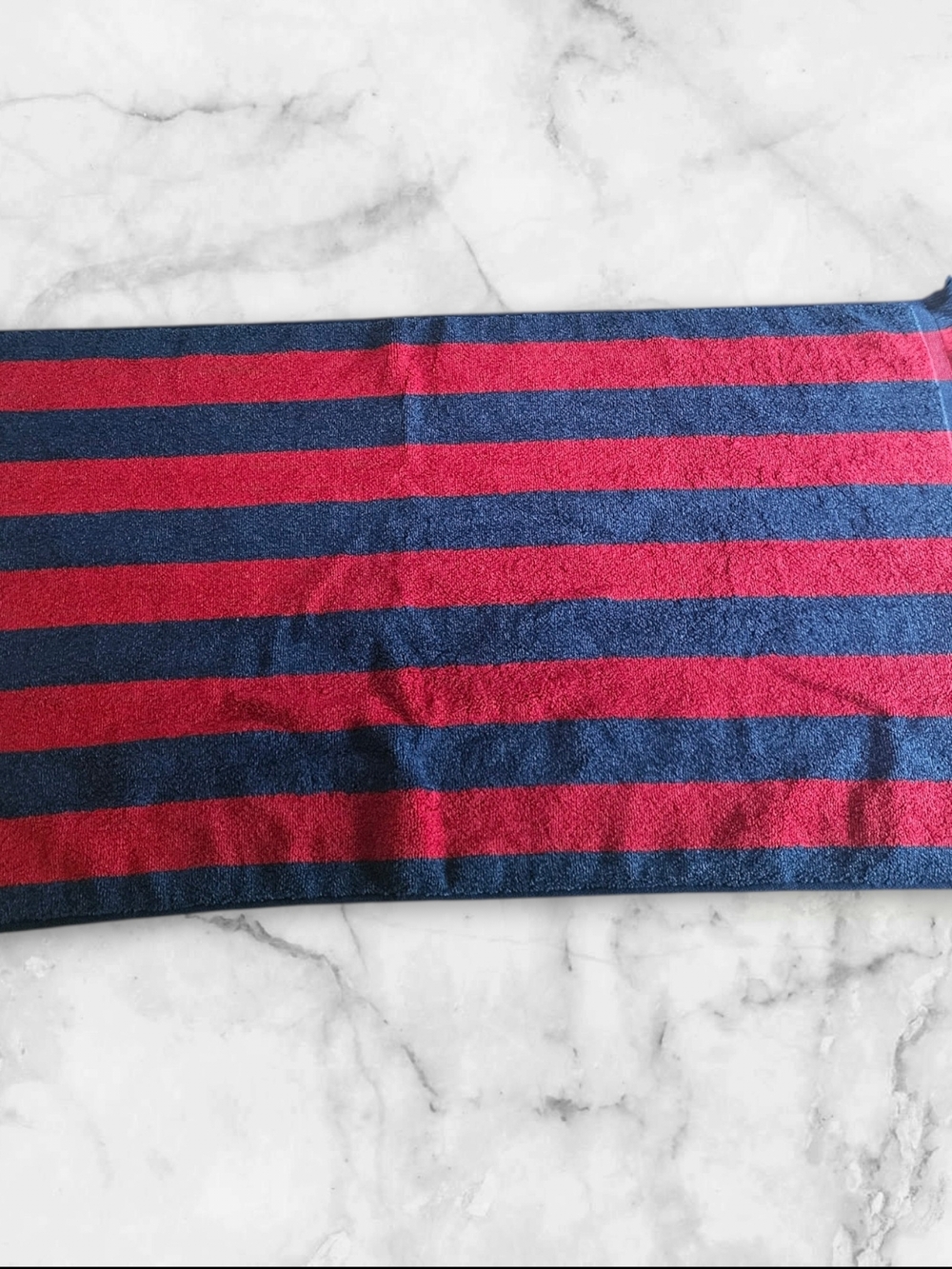 Ralph Lauren Red Blue Striped Cotton Hand Towel Preppy Nautical 30x16